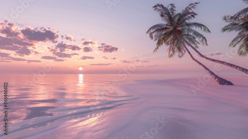 Tropical Beach Sunset, Perfect for Vacation and Travel Magazines, Highlighting Relaxation and Exotic Destinations