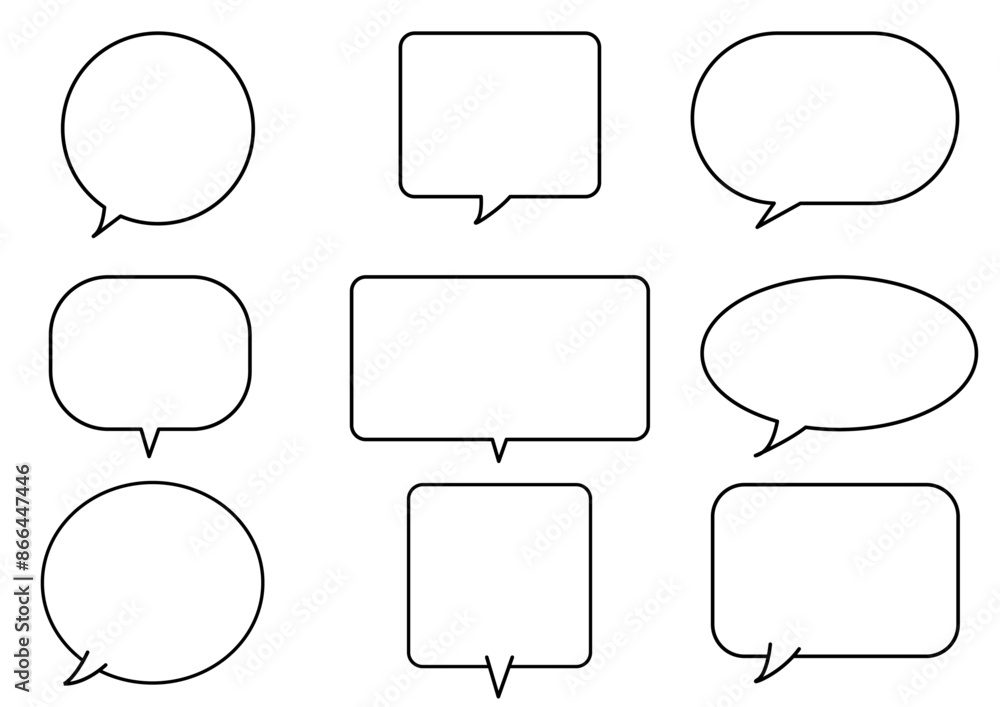 Obraz premium 吹き出し 線画 セリフ モノクロ 右向き 素材