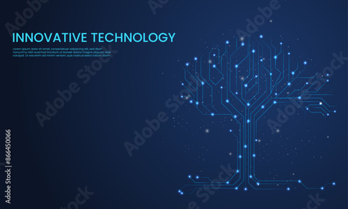 technology big data tree network on blue dark background. futuristic low poly wireframe concept. vector illustration digital design.