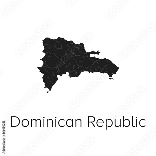 Dominican Republic Map Vector Illustration - Silhouette, Outline, Dominican Republic Travel and Tourism Map