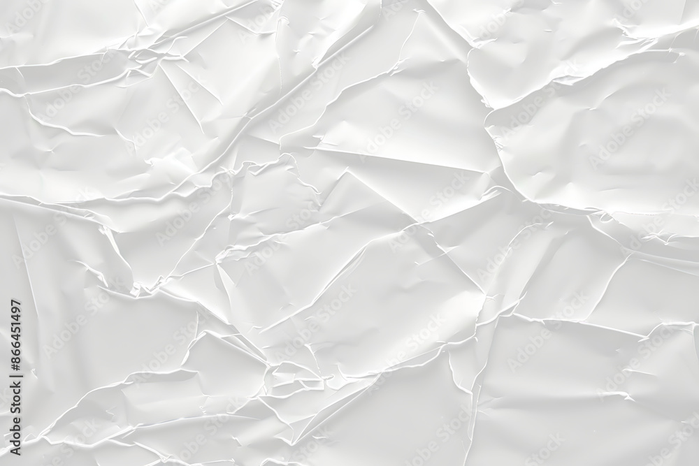 Fototapeta premium white crumpled and creased paper poster texture PNG