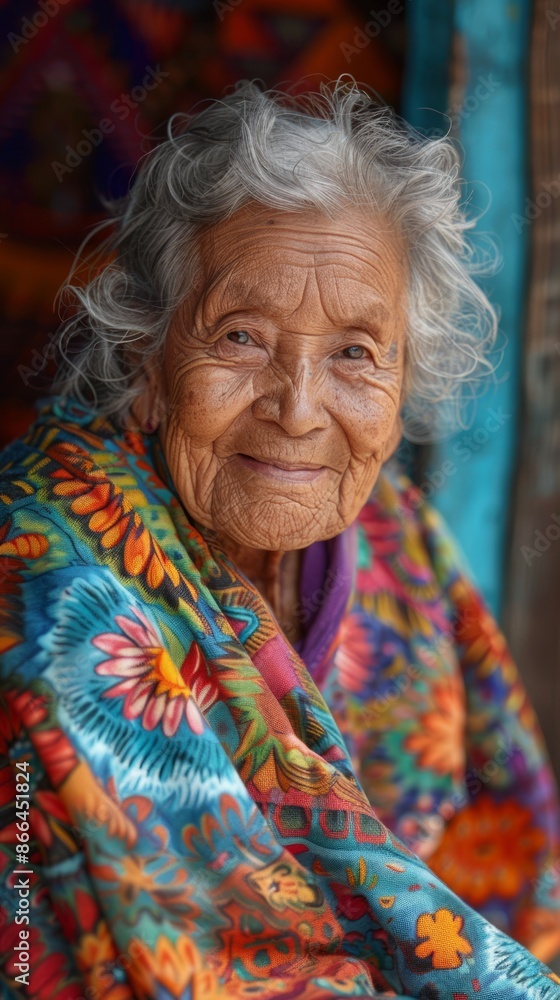 Close-up of an elderly Mexican woman with a gentle smile Close-up of an elderly Mexican woman with a gentle smile