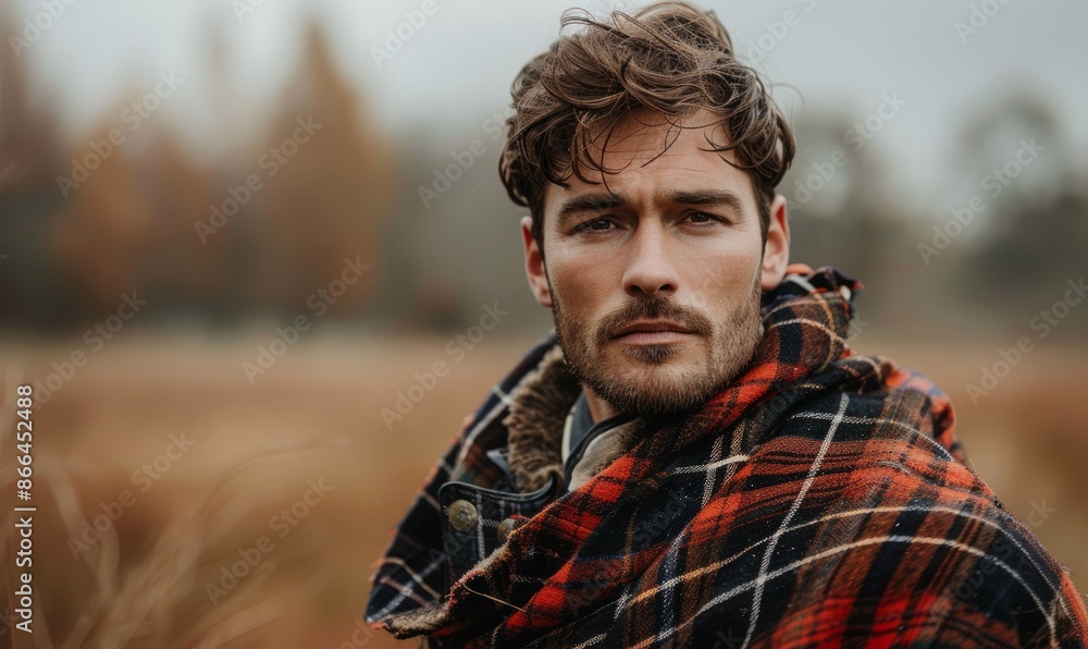 Man with a traditional Scottish kilt, looking proud Man with a traditional Scottish kilt, looking proud
