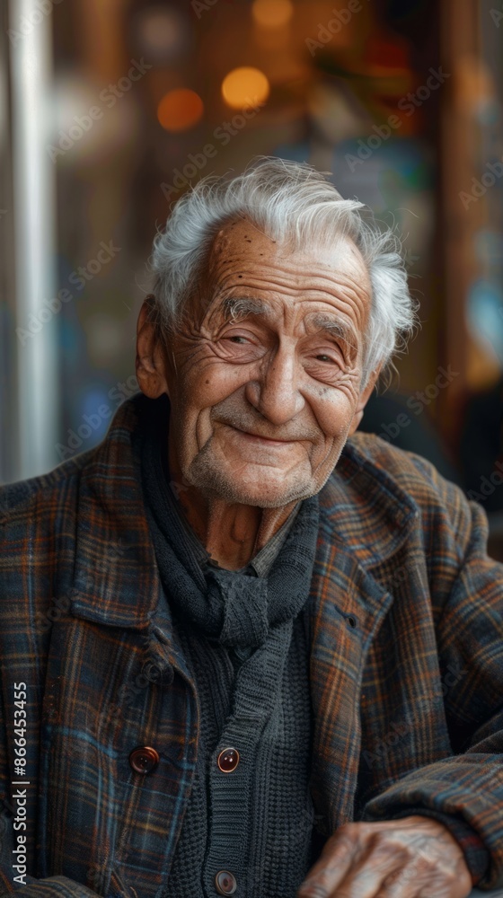Elderly Italian man with a joyful expression Elderly Italian man with a joyful expression