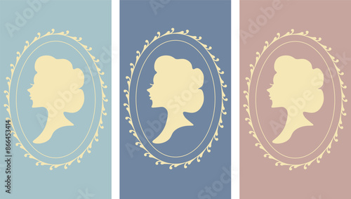 Bridgerton concept, Ladies from 18th-19th century, Wallpaper vector set. Phone wallpaper, Vector illustration. Trendy background.	