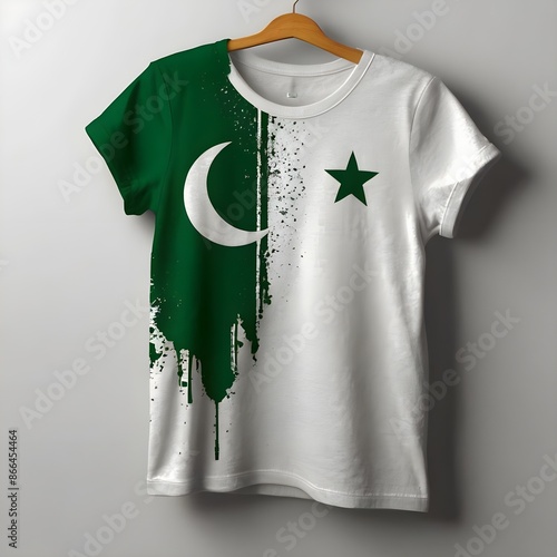 14 august Pakistan independence day written on t shirt design hanging 