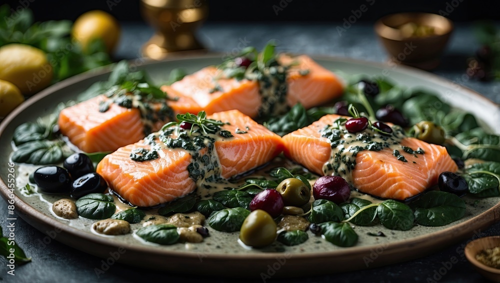 Salmon with greens