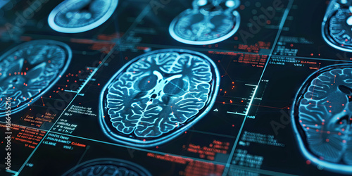 Neuroscience Study: Brain scans showing activity in different regions of the brain during a cognitive task photo