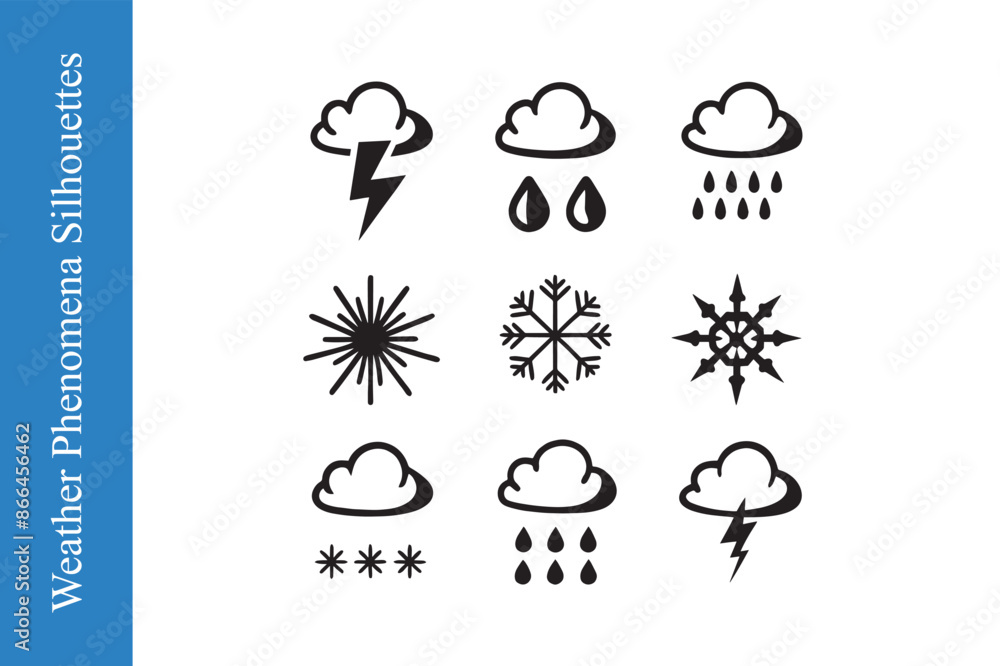 Obraz premium Weather phenomena silhouettes depicting raindrops