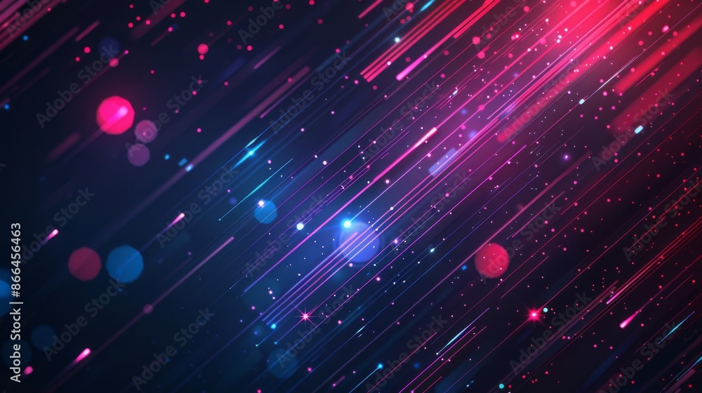 Obraz premium Abstract background with glowing neon lines and bokeh lights. Concept of technology, energy, futuristic, and digital art.