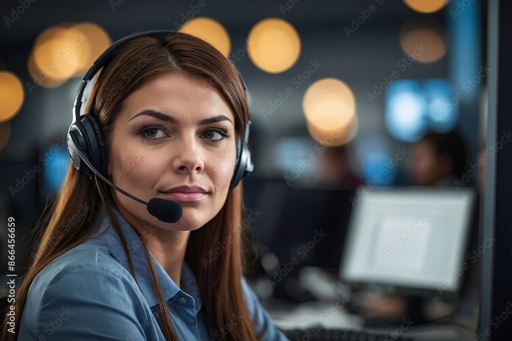 Woman, portrait and headset with computer for call centre telemarketing or technical support, representative or advice. Female person, crm and sales with customer service, contact us or help desk Woman, portrait and headset with computer for call centre telemarketing or technical support, representative or advice. Female person, crm and sales with customer service, contact us or help desk