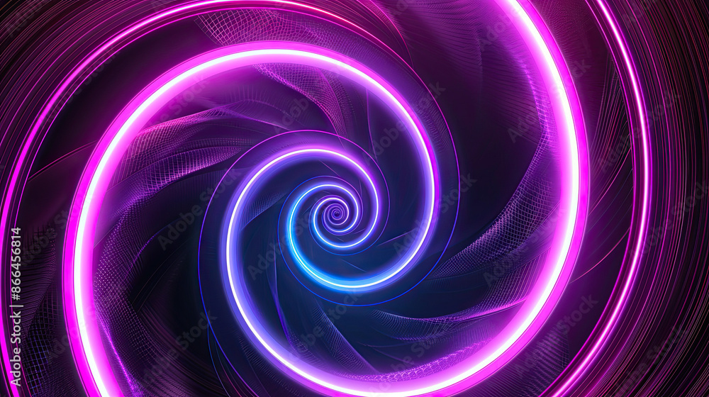 Abstract illusion of spiral with geometric shapes of neon lines Abstract illusion of spiral with geometric shapes of neon lines