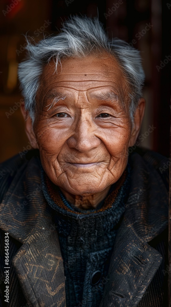 Chinese elderly man with a wise smile Chinese elderly man with a wise smile