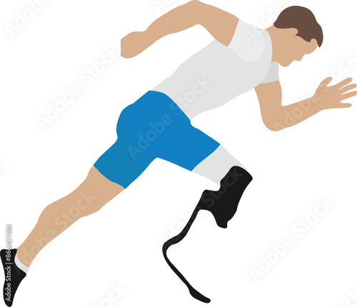 Men's Para Athletics Track Running Minimal Flat Vector Illustration