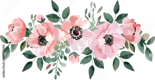 pink wreaths water color flower bouquet