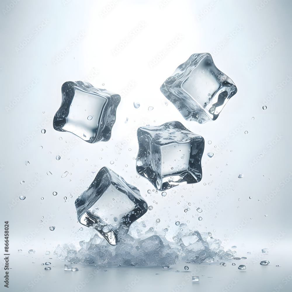 Obraz premium four ice cubes white background