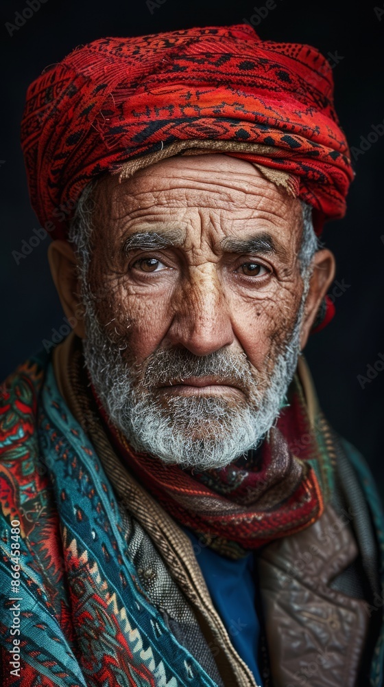 Moroccan man with a traditional fez, looking wise Moroccan man with a traditional fez, looking wise
