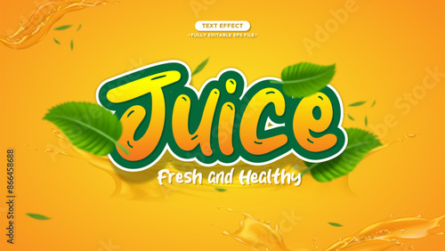 Juice Fresh and Healthy Vector Background and Text Effect