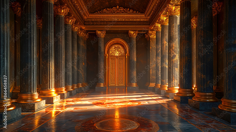 Fantasy ornate in a majestic palace hallway Fantasy ornate in a majestic palace hallway