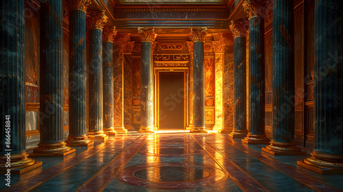 Fantasy ornate in a majestic palace hallway