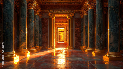 Fantasy ornate in a majestic palace hallway