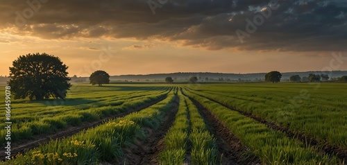 Spring, field, landscape, biobelts, ribbon