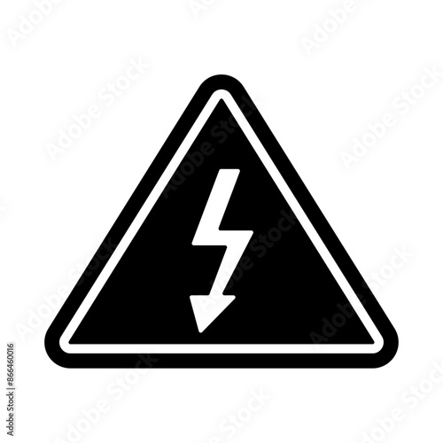 high voltage warning sign icon, silhouette vector isolated on white background. simple and modern design