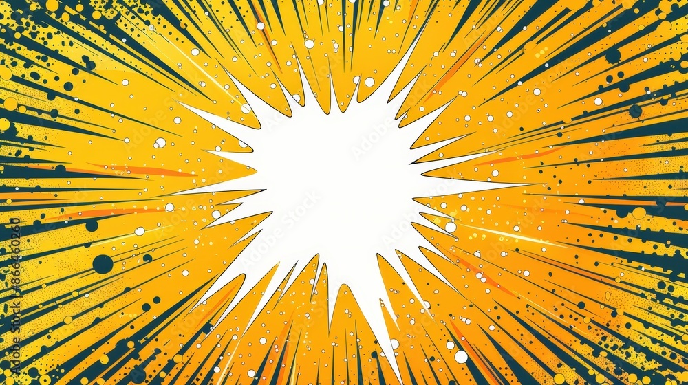 Obraz premium A yellow and blue explosion with a white circle in the middle
