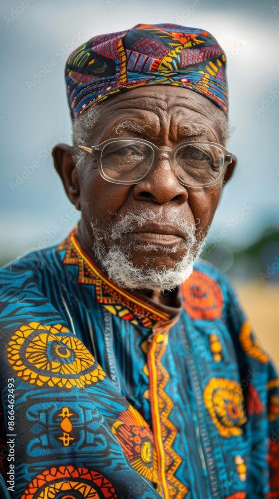 Obraz premium Elderly Nigerian man with traditional clothing