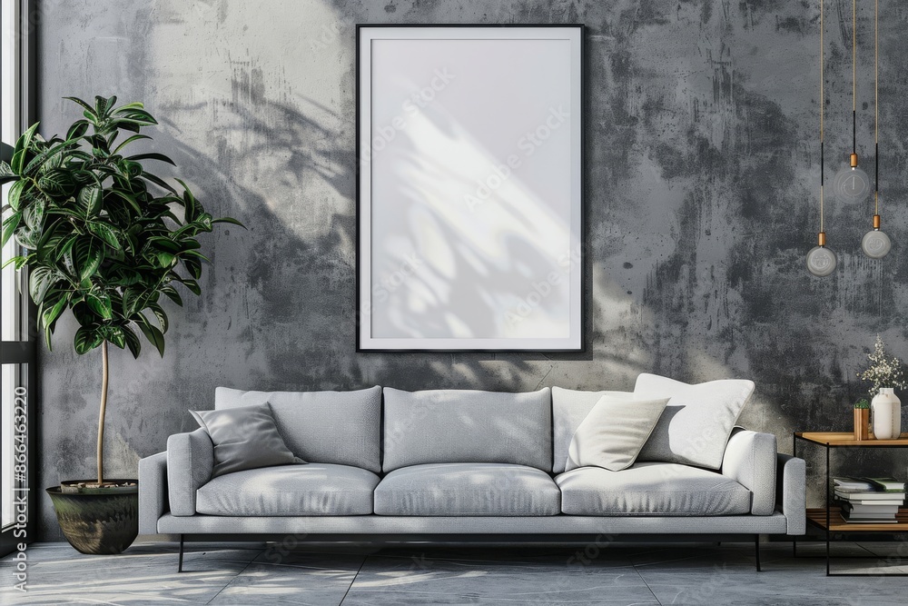 mock up posters frame on wall in modern interior background, living room mock up posters frame on wall in modern interior background, living room