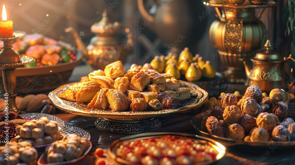 Traditional Arabic sweets for Eid Al Adha Stock Illustration | Adobe Stock
