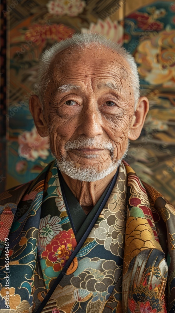 Elderly Japanese man with a kimono Elderly Japanese man with a kimono