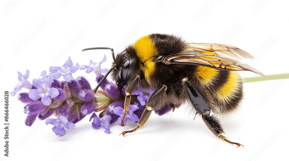 Bumble bee on lavender isolated on a transparent background Bumble bee on lavender isolated on a transparent background