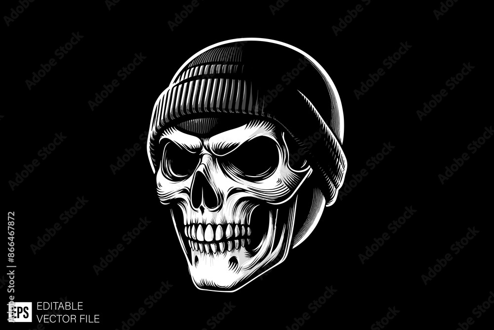 Skull head vector illustration design black and white Skull head vector illustration design black and white