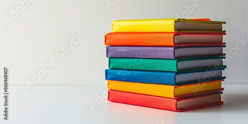 Wallpaper Mural Colorful Stack of Books on White Background in Minimalist Setup Torontodigital.ca