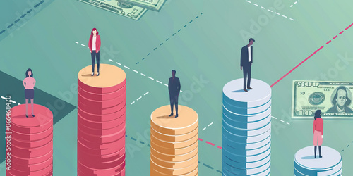 Income Disparity: A visual representation of income inequality, with a graph showing the disparity between high and low earners.