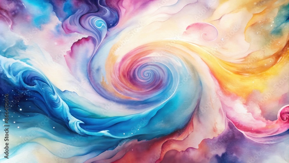 Obraz premium Abstract background combining geometric shapes and fluid watercolor swirls