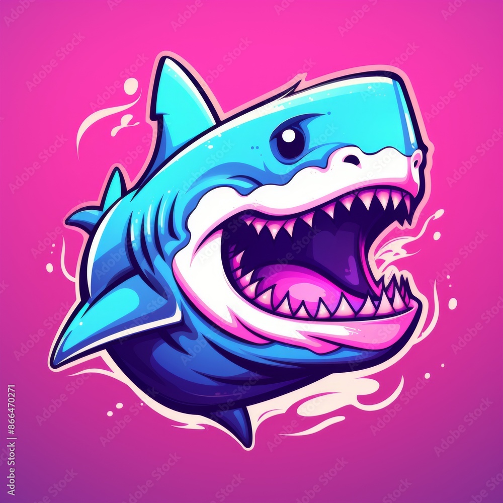 Angry Shark Illustration. Fierce Predator of the Ocean Depicted in Cartoon Style Angry Shark Illustration. Fierce Predator of the Ocean Depicted in Cartoon Style