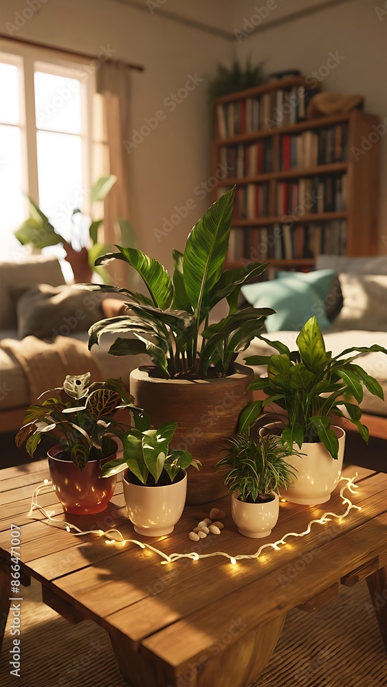 Plant on wooden table living room interior. Plant on wooden table living room interior.