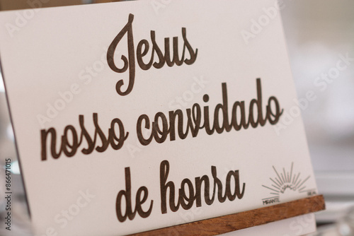 Plaquinha Jesus Nosso Convidado de Honra