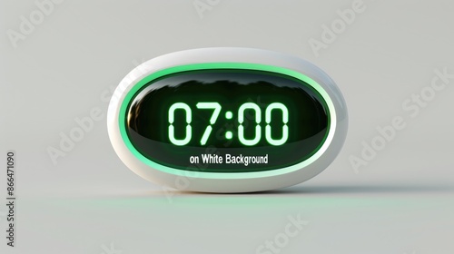 Digital Clock Displaying 07:00 on White Background photo