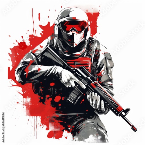 Tactical Soldier Illustration. Elite Fighter in Modern Warfare