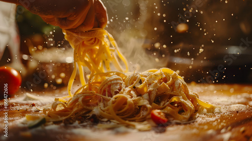 hand dressed artisan pasta with cheese photo