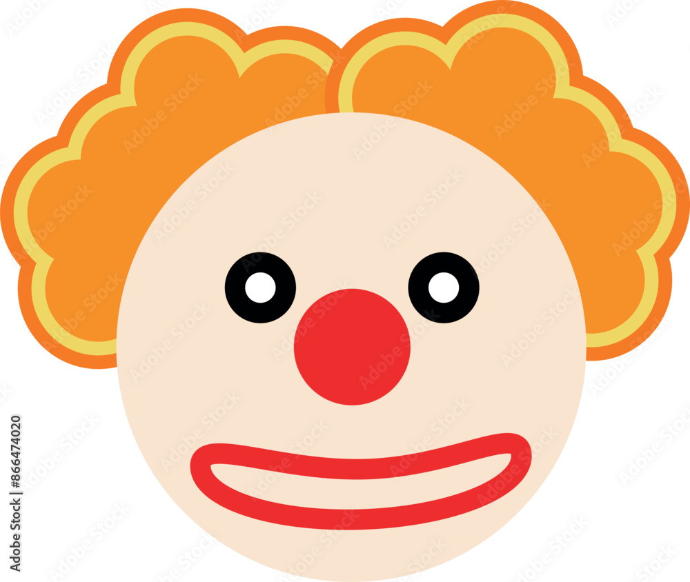 Clown face with red hair and red nose on isolated background Clown face with red hair and red nose on isolated background
