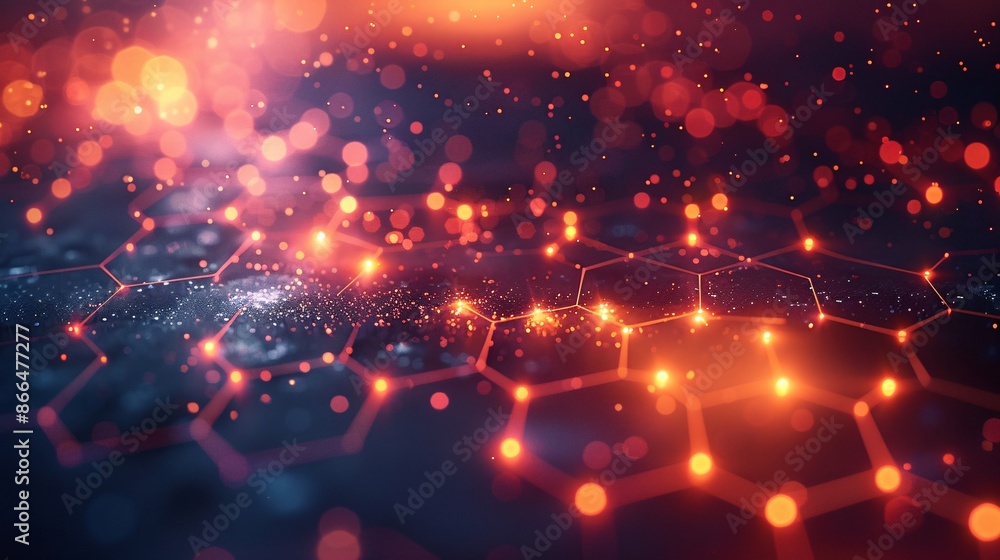 Abstract Hexagon Network with Glowing Lights. Abstract Hexagon Network with Glowing Lights.