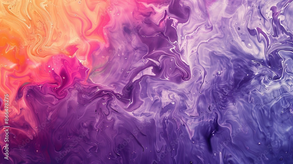 A close-up shot of abstract paint swirling in shades of purple, pink, and orange A close-up shot of abstract paint swirling in shades of purple, pink, and orange