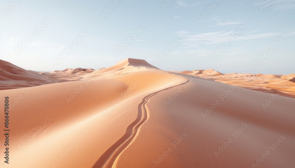 A desert scene with a sand dune and a path A desert scene with a sand dune and a path