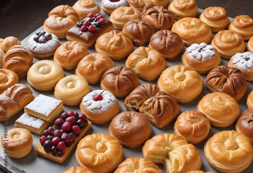 Delicious variety of fresh pastries in a bakery shop, chocolate, cream, jelly, butter, nuts, empty, berries, jam, confiture, coffe, ones, italian pastries Delicious variety of fresh pastries in a bakery shop, chocolate, cream, jelly, butter, nuts, empty, berries, jam, confiture, coffe, ones, italian pastries