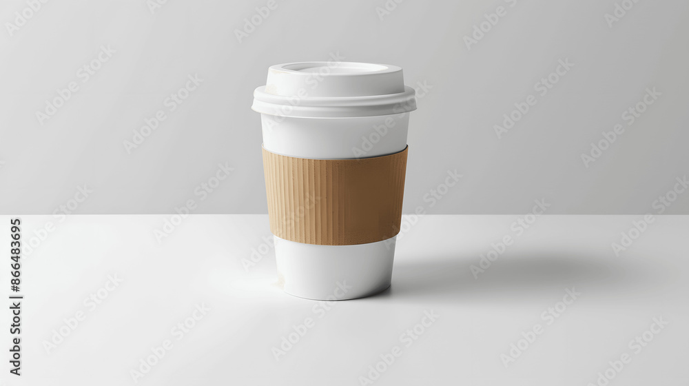 Blank coffee sleeve mockup on white cup Blank coffee sleeve mockup on white cup