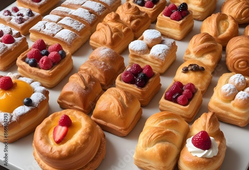 Wallpaper Mural Delicious variety of fresh pastries in a bakery shop, chocolate, cream, jelly, butter, nuts, empty, berries, jam, confiture, coffe, ones, italian pastries Torontodigital.ca